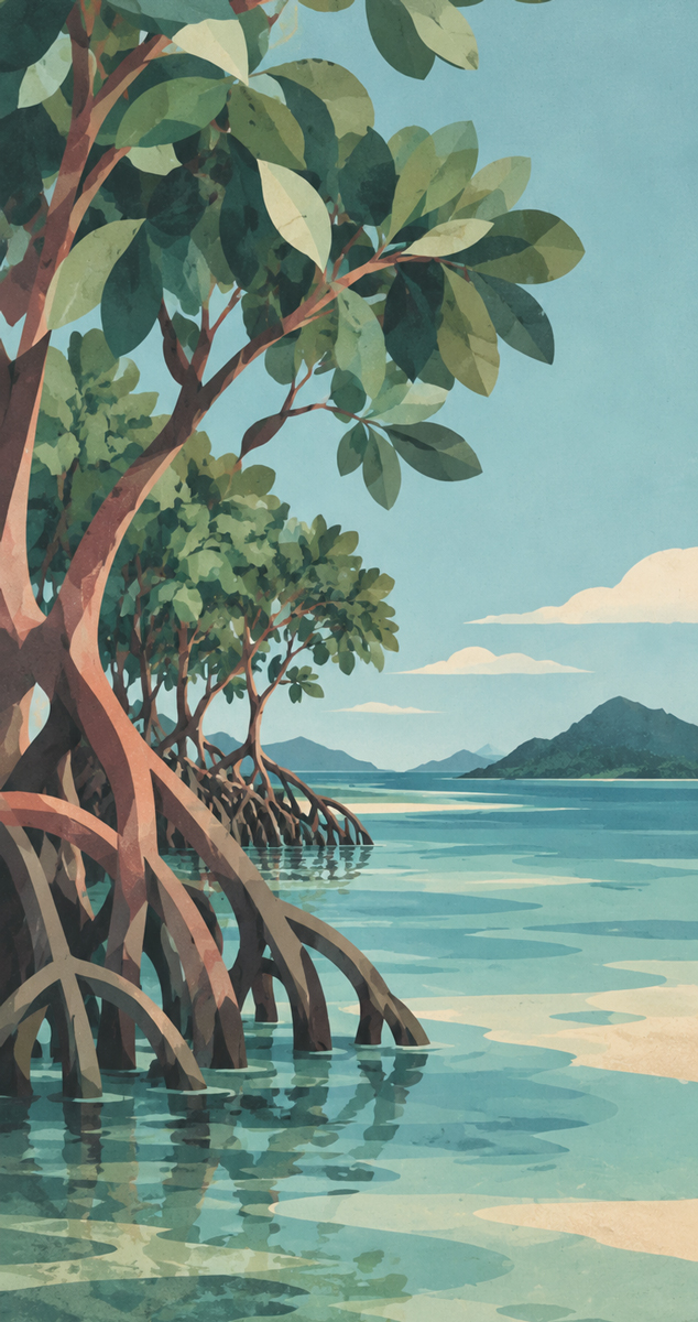 Mangrove lagoon illustration